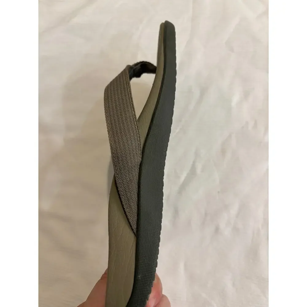 Vionic 44 Wave Flip Flop Sandal Khaki Green Comfort Arch Support Men 9 Women 10